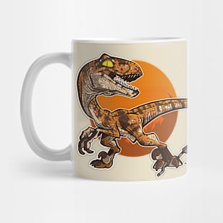 Podcasting Velociraptor with Circle Background Mug